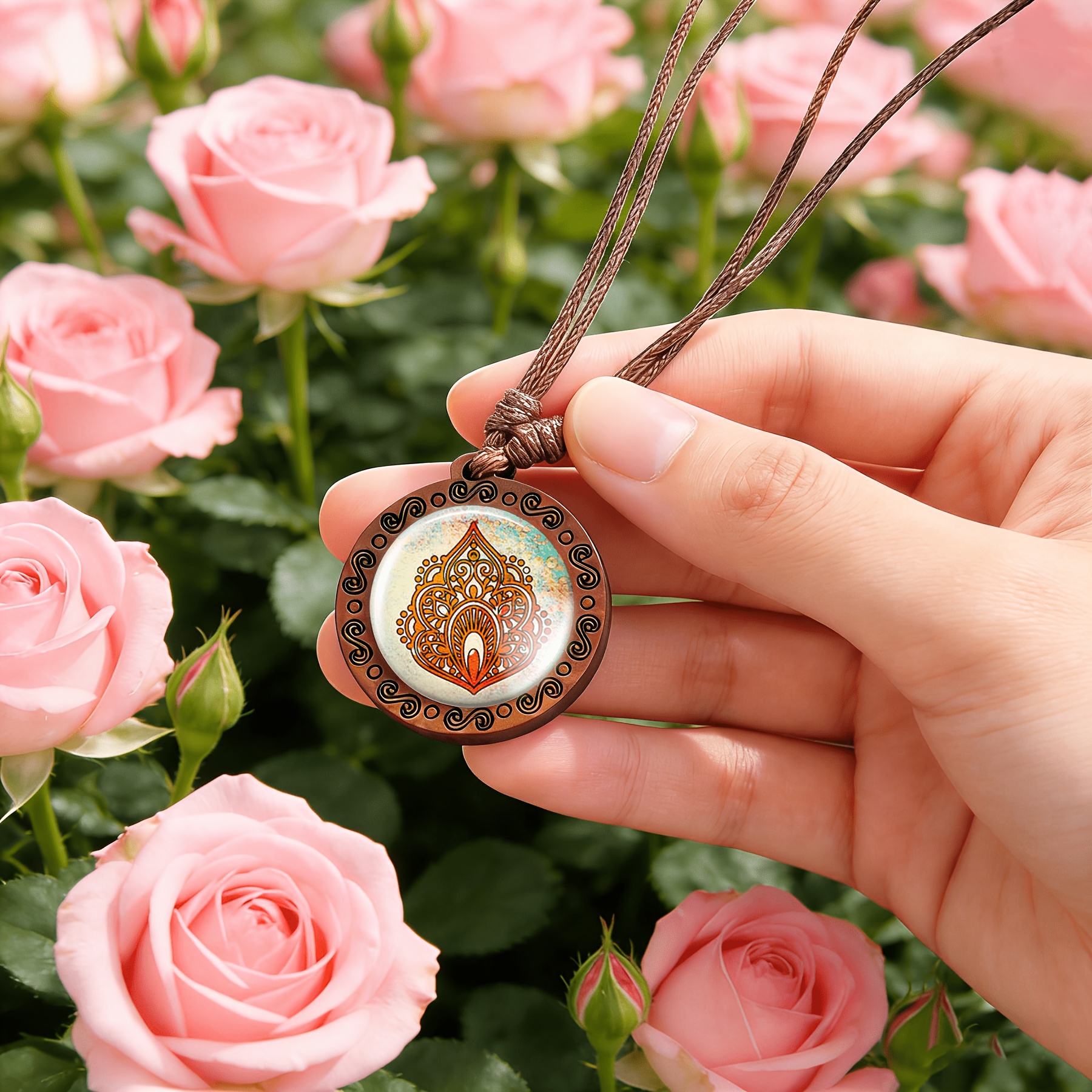 Vintage Necklace & Pendant with Time Gemstone Inlay